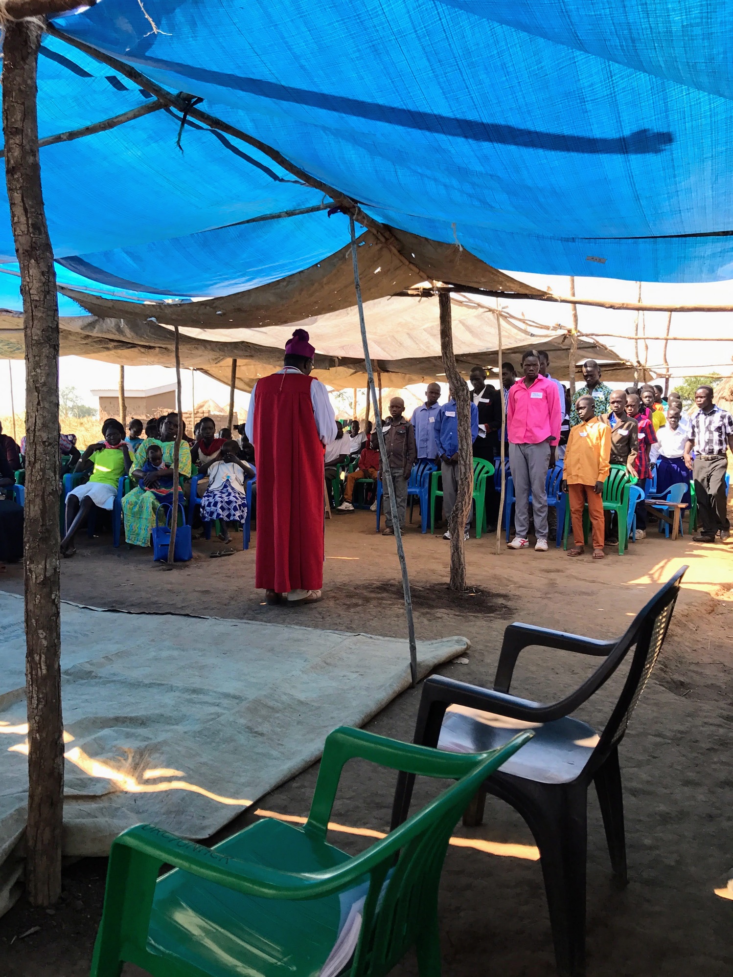 ウガンダ北部の難民居住地における礼拝（2017年）