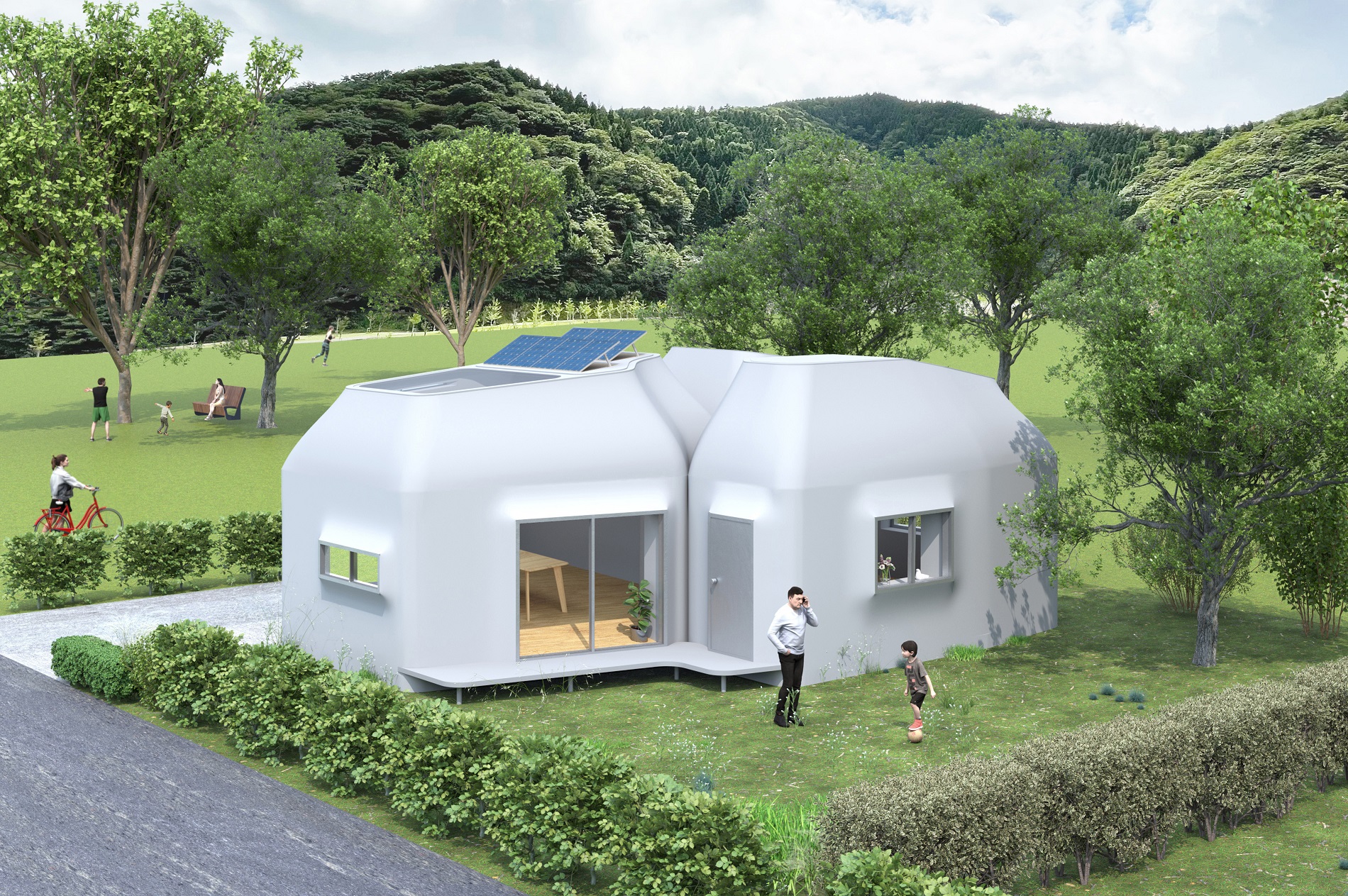 「セレンディクス50」 コンクリート3Dプリント技術を用いて施工した50平米の面積を持つ住宅「フジツボモデル」（写真をクリックすると，プロジェクトを紹介する外部のサイトへ移動します）