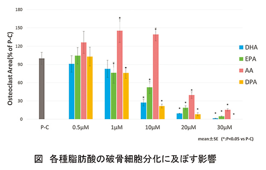 各種脂肪酸の破骨細胞分化に及ぼす影響