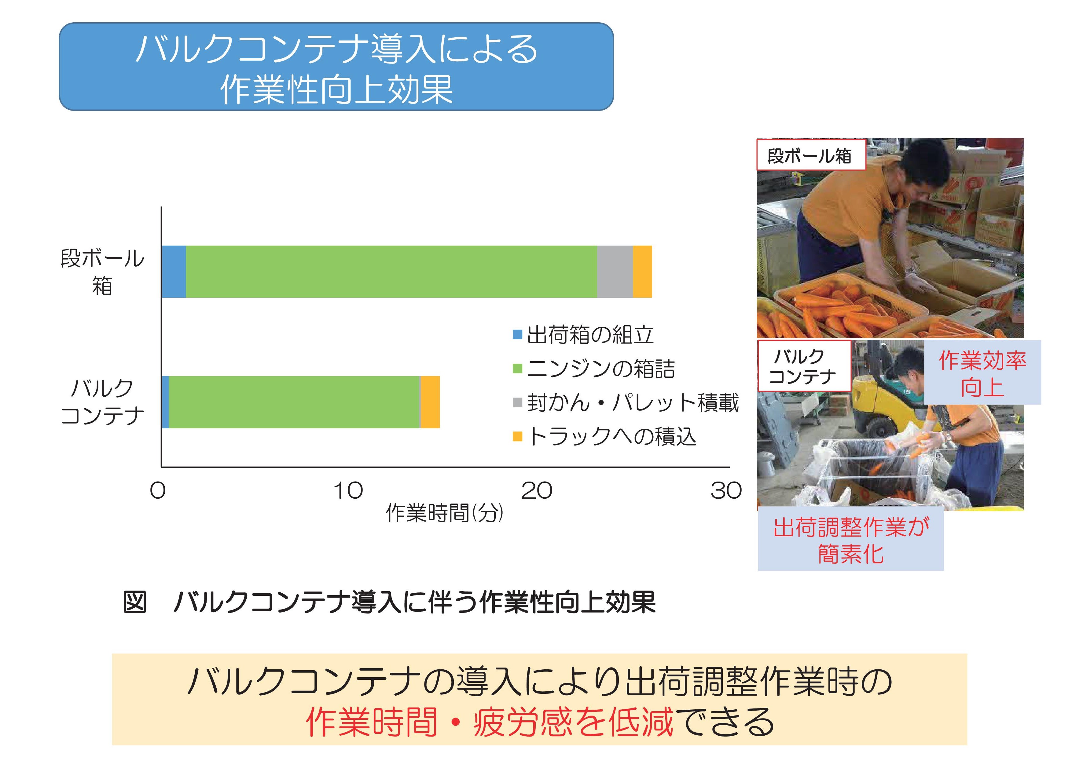 バルクコンテナ導入によるニンジン出荷の作業性向上効果