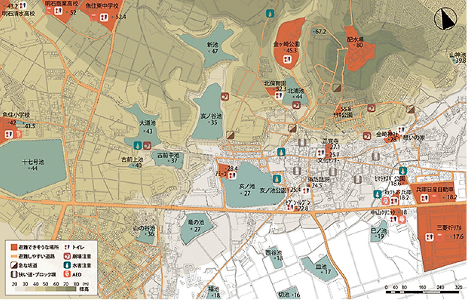 地域住民とともに作成した防災マップ